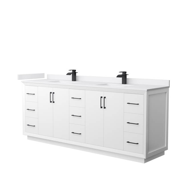 Wyndham Collection 84'' Composite Double Vanity Top with Sink and 2